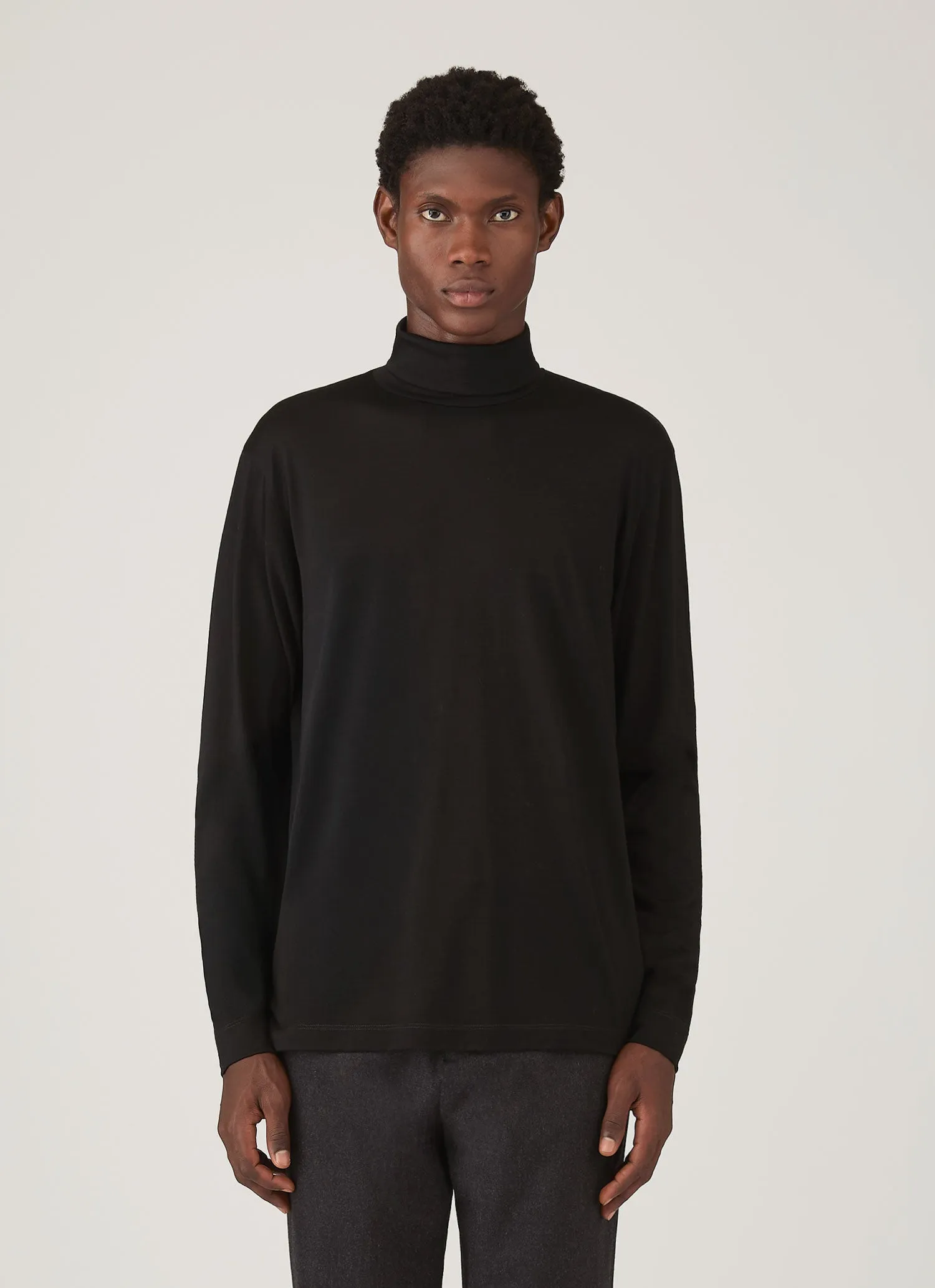 Men's Ultra-Fine Merino Roll Neck in Black sold by Sunspel product image thumbnail 2