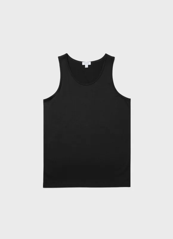 Men's Superfine Cotton Underwear Vest in Black sold by Sunspel