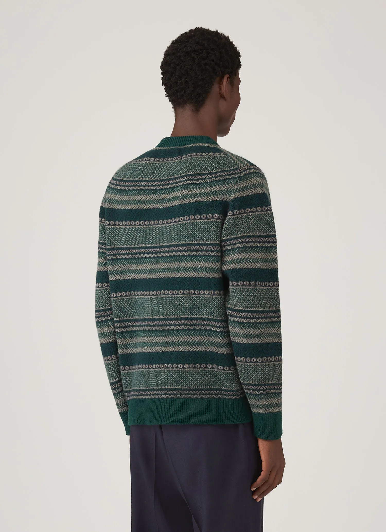 Men's Lambswool Fair Isle Jumper in Holly Green sold by Sunspel product image thumbnail 5
