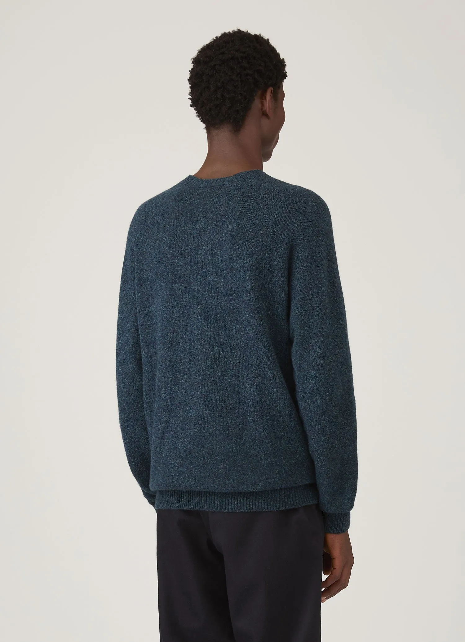 Men's Lambswool Crew Neck Jumper in Dark Petrol Twist sold by Sunspel product image thumbnail 5