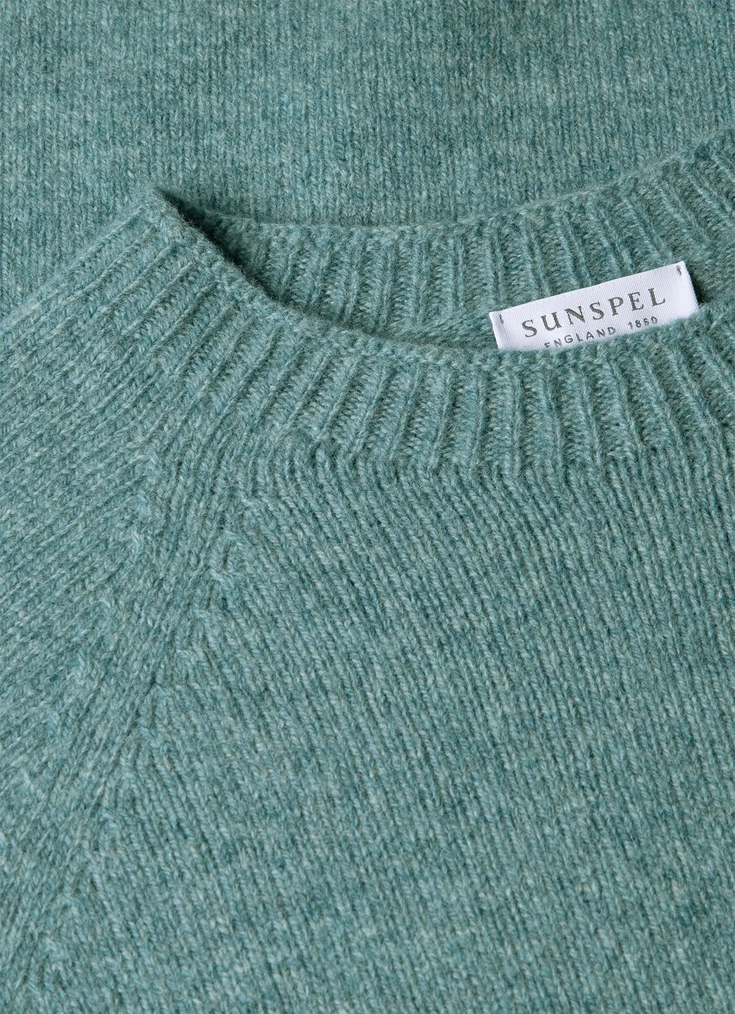 Men's Lambswool Crew Neck Jumper in Steel Green sold by Sunspel product image thumbnail 4