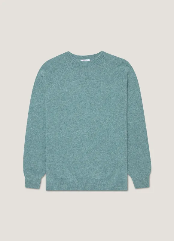 Men's Lambswool Crew Neck Jumper in Steel Green sold by Sunspel