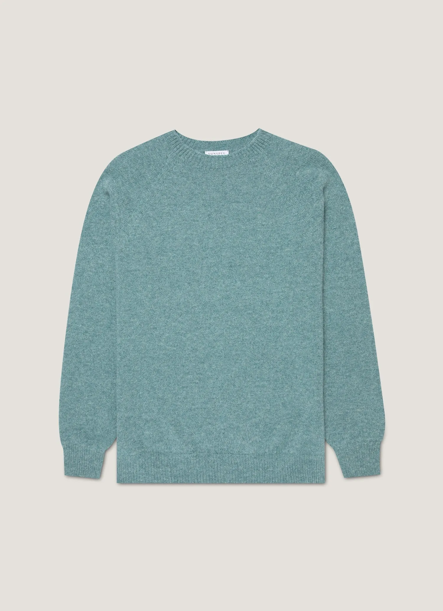 Men's Lambswool Crew Neck Jumper in Steel Green sold by Sunspel