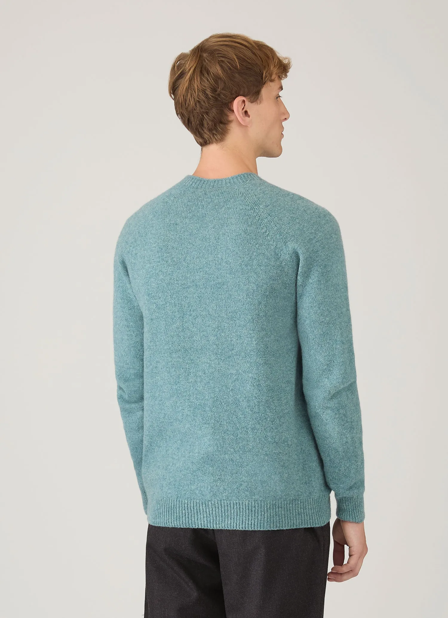 Men's Lambswool Crew Neck Jumper in Steel Green sold by Sunspel product image thumbnail 5