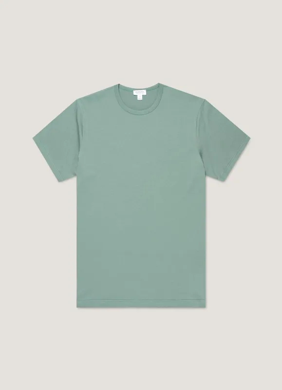 Men's Classic T-shirt in Steel Green sold by Sunspel