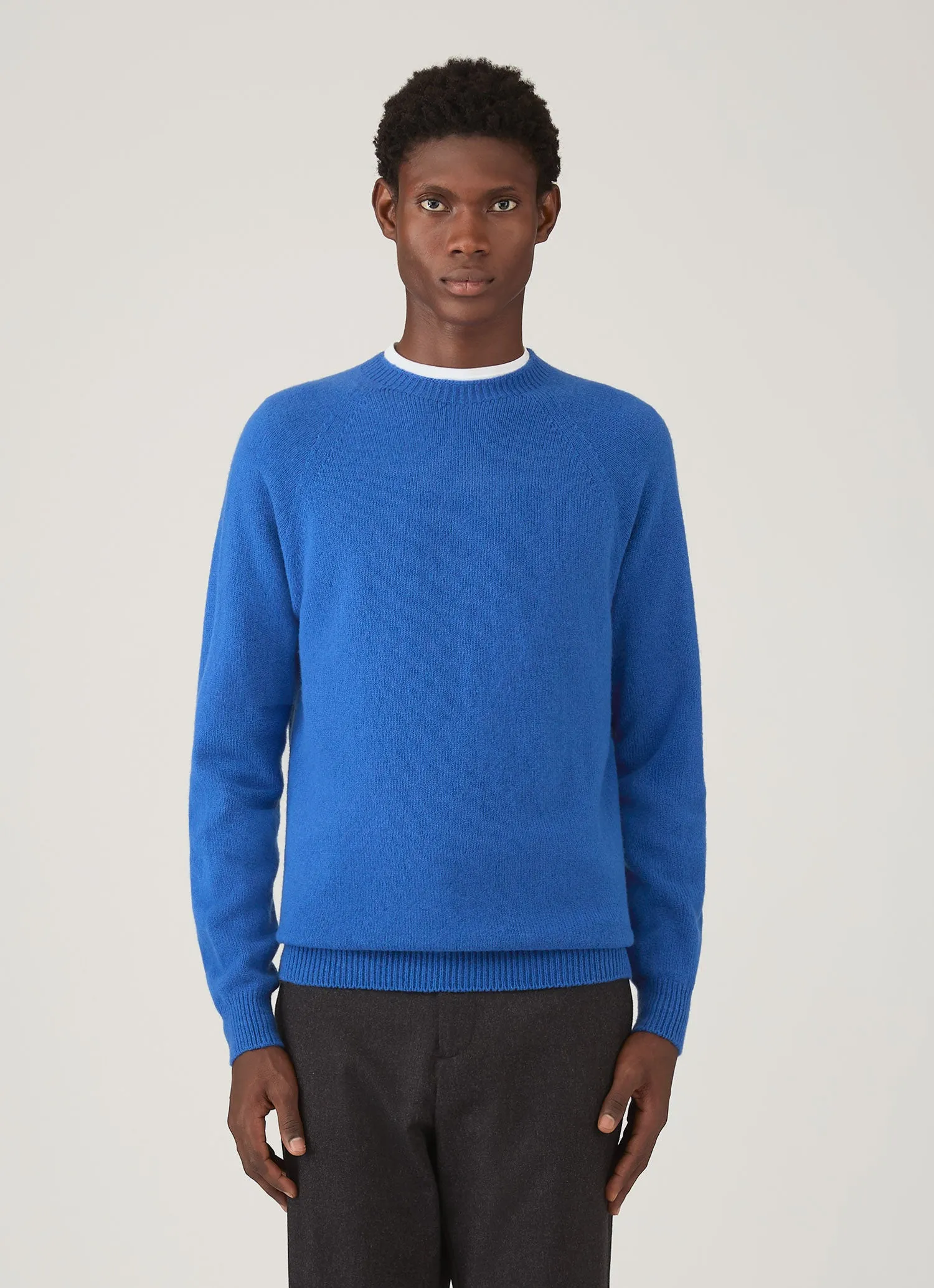 Men's Lambswool Crew Neck Jumper in Cobalt sold by Sunspel product image thumbnail 2