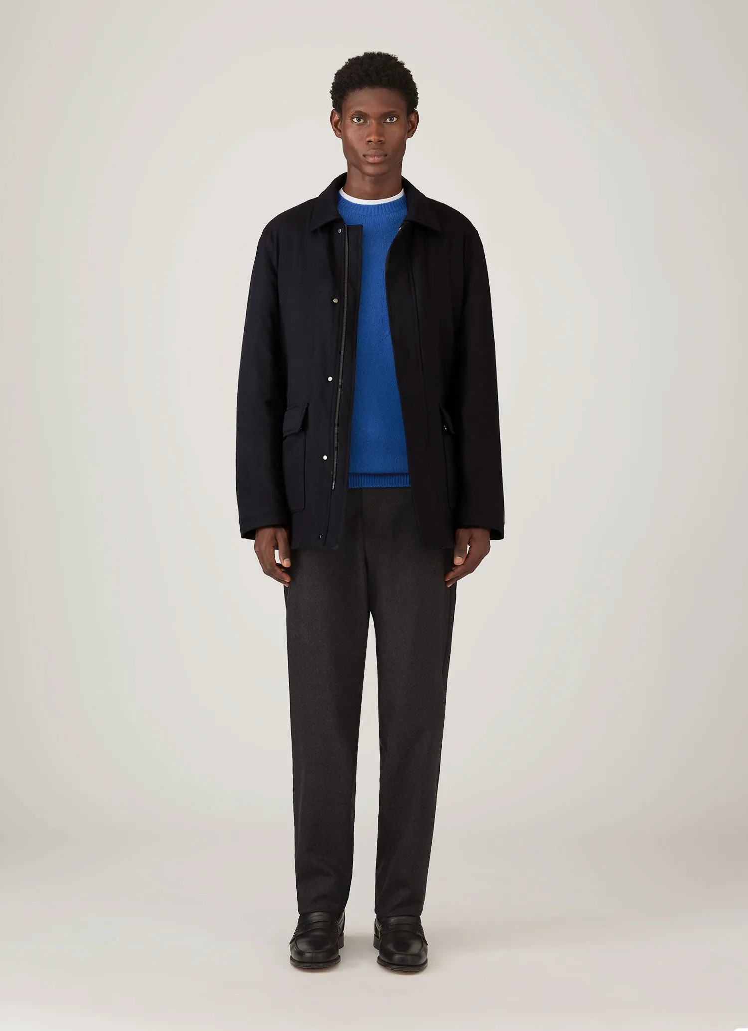 Men's Lambswool Crew Neck Jumper in Cobalt sold by Sunspel product image thumbnail 3