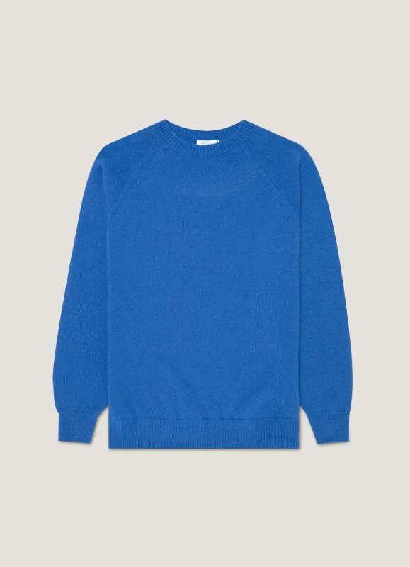 Men's Lambswool Crew Neck Jumper in Cobalt sold by Sunspel