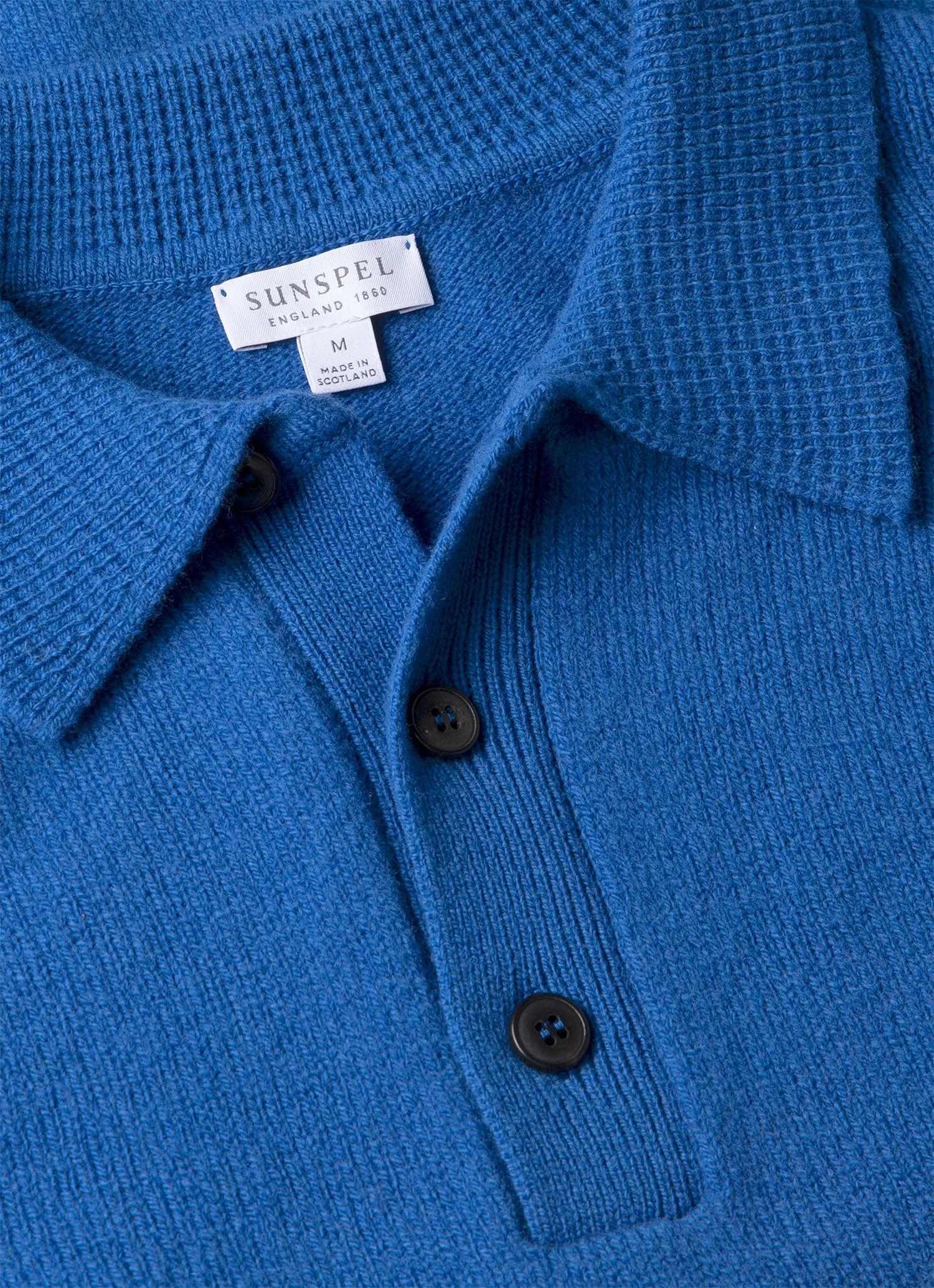 Men's Lambswool Polo Shirt in Cobalt sold by Sunspel product image thumbnail 4