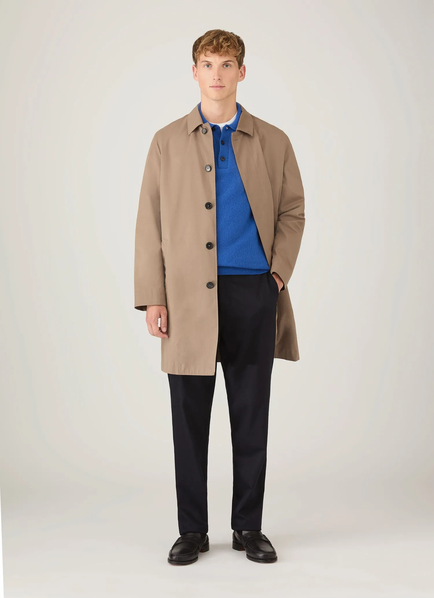 Men's Lambswool Polo Shirt in Cobalt sold by Sunspel product image thumbnail 3