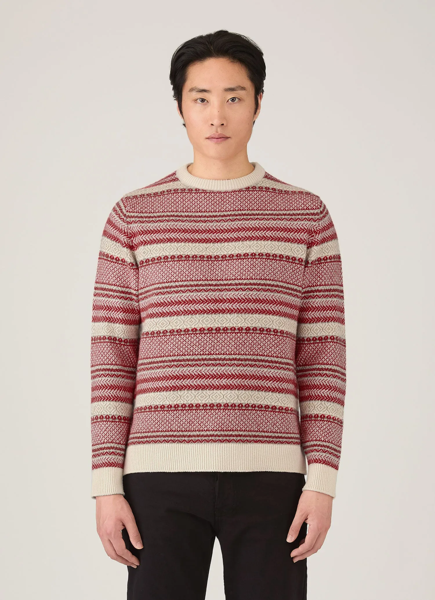 Men's Lambswool Fair Isle Jumper in Bright Red sold by Sunspel product image thumbnail 2