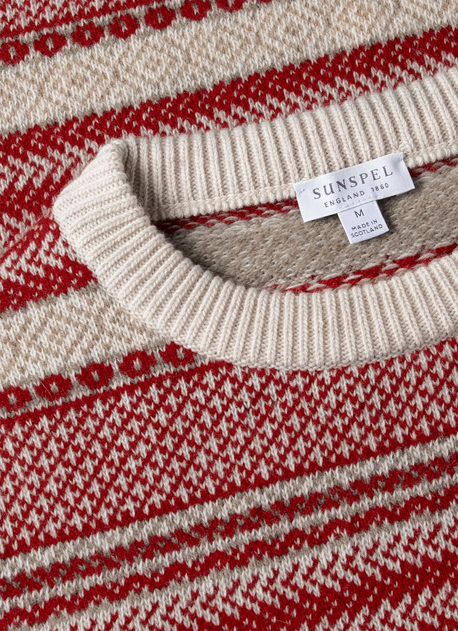 Men's Lambswool Fair Isle Jumper in Bright Red sold by Sunspel product image thumbnail 4