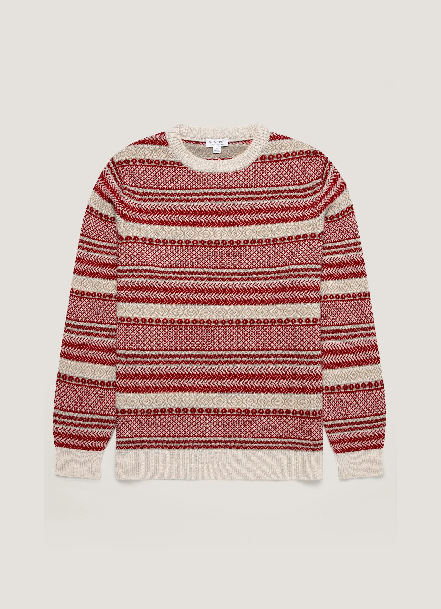 Men's Lambswool Fair Isle Jumper in Bright Red sold by Sunspel