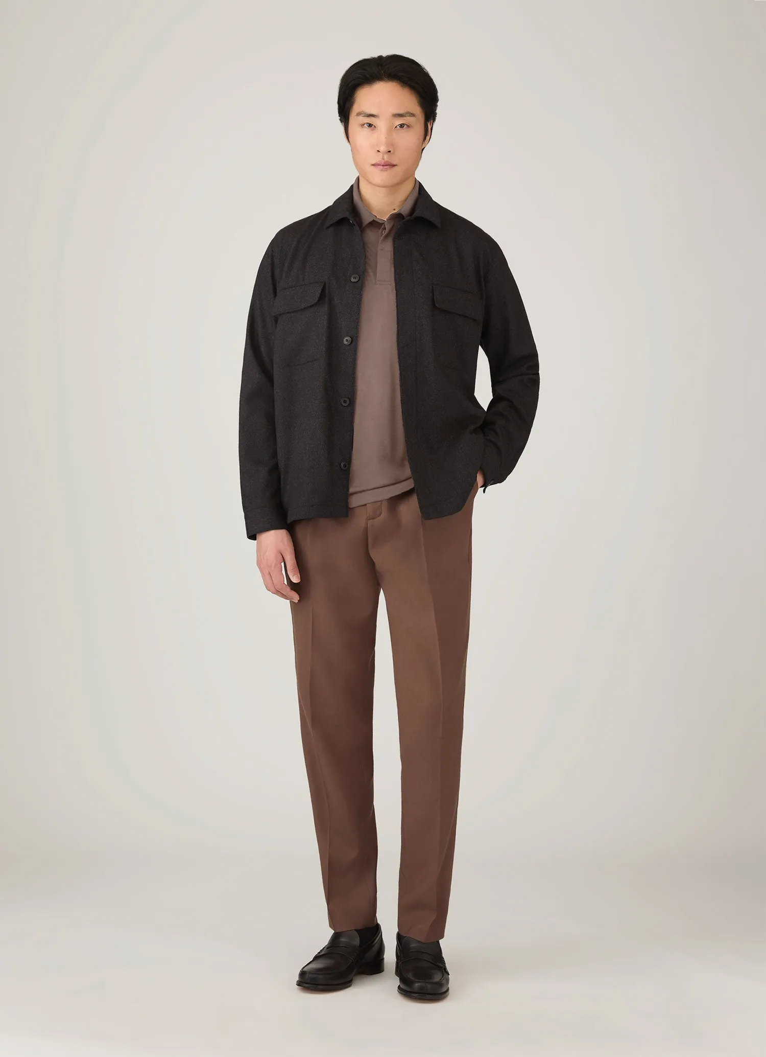 Men's Long Sleeve Ultra-Fine Merino Polo Shirt in Sandstone sold by Sunspel product image thumbnail 3