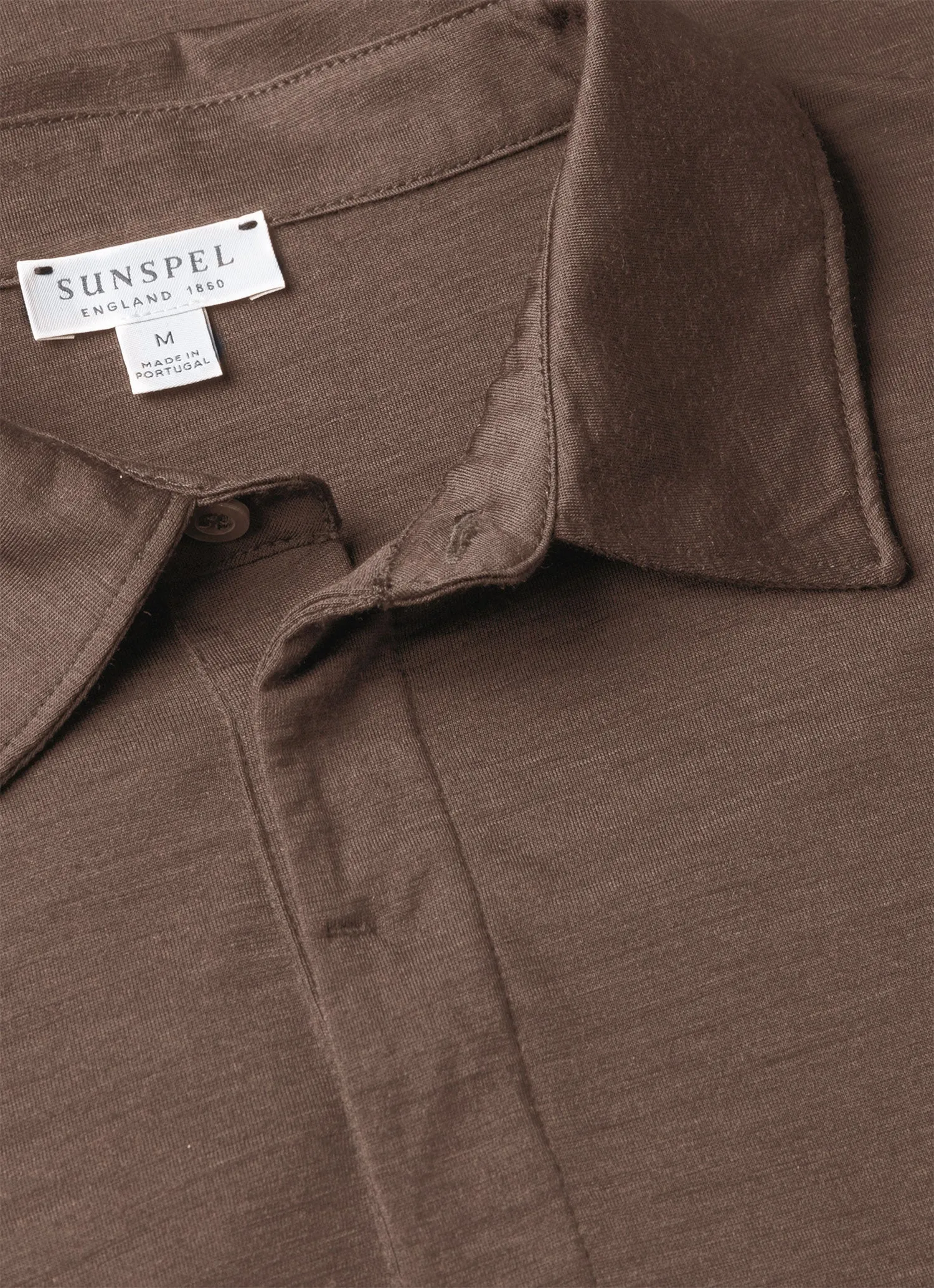 Men's Long Sleeve Ultra-Fine Merino Polo Shirt in Sandstone sold by Sunspel product image thumbnail 4