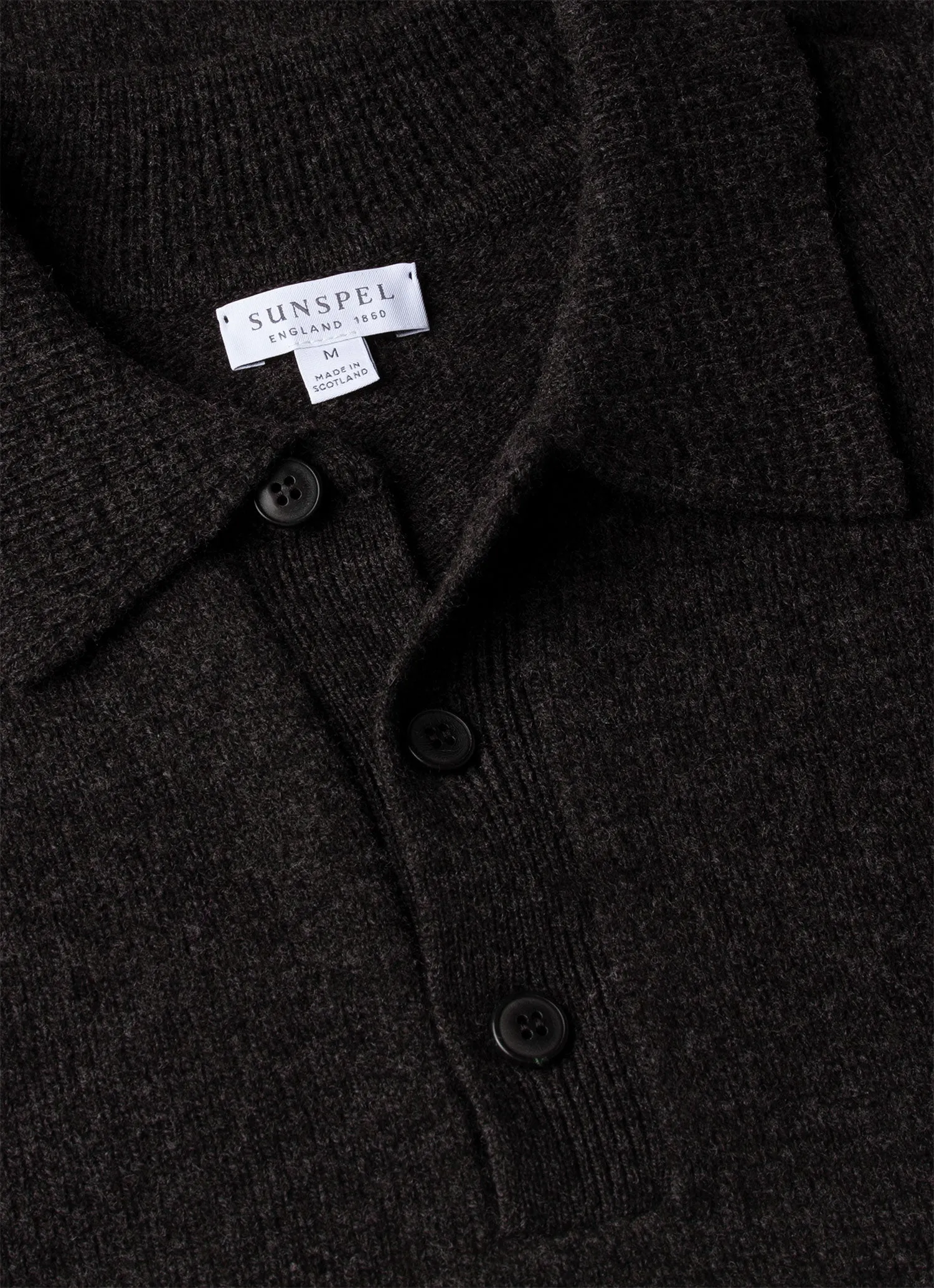 Men's Lambswool Polo Shirt in Charcoal Melange sold by Sunspel product image thumbnail 4