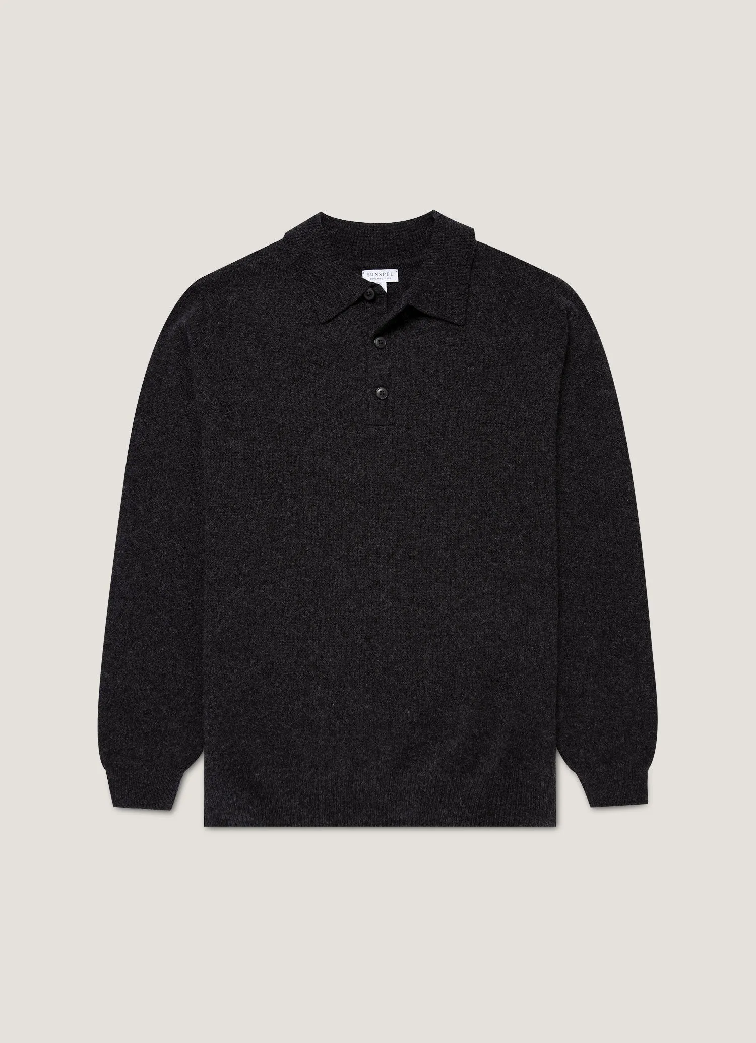 Men's Lambswool Polo Shirt in Charcoal Melange sold by Sunspel