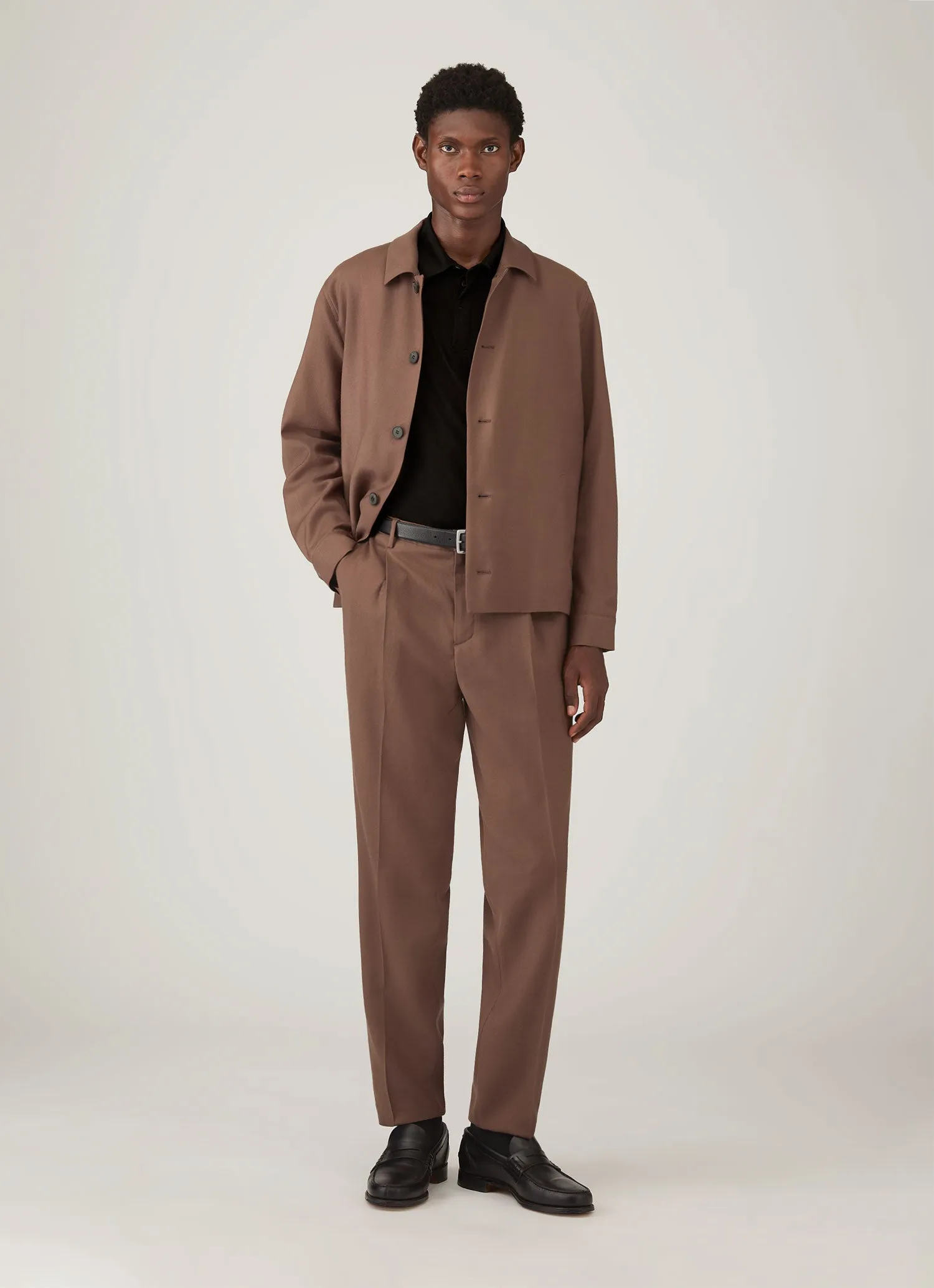 Men's Long Sleeve Ultra-Fine Merino Polo Shirt in Black sold by Sunspel product image thumbnail 3