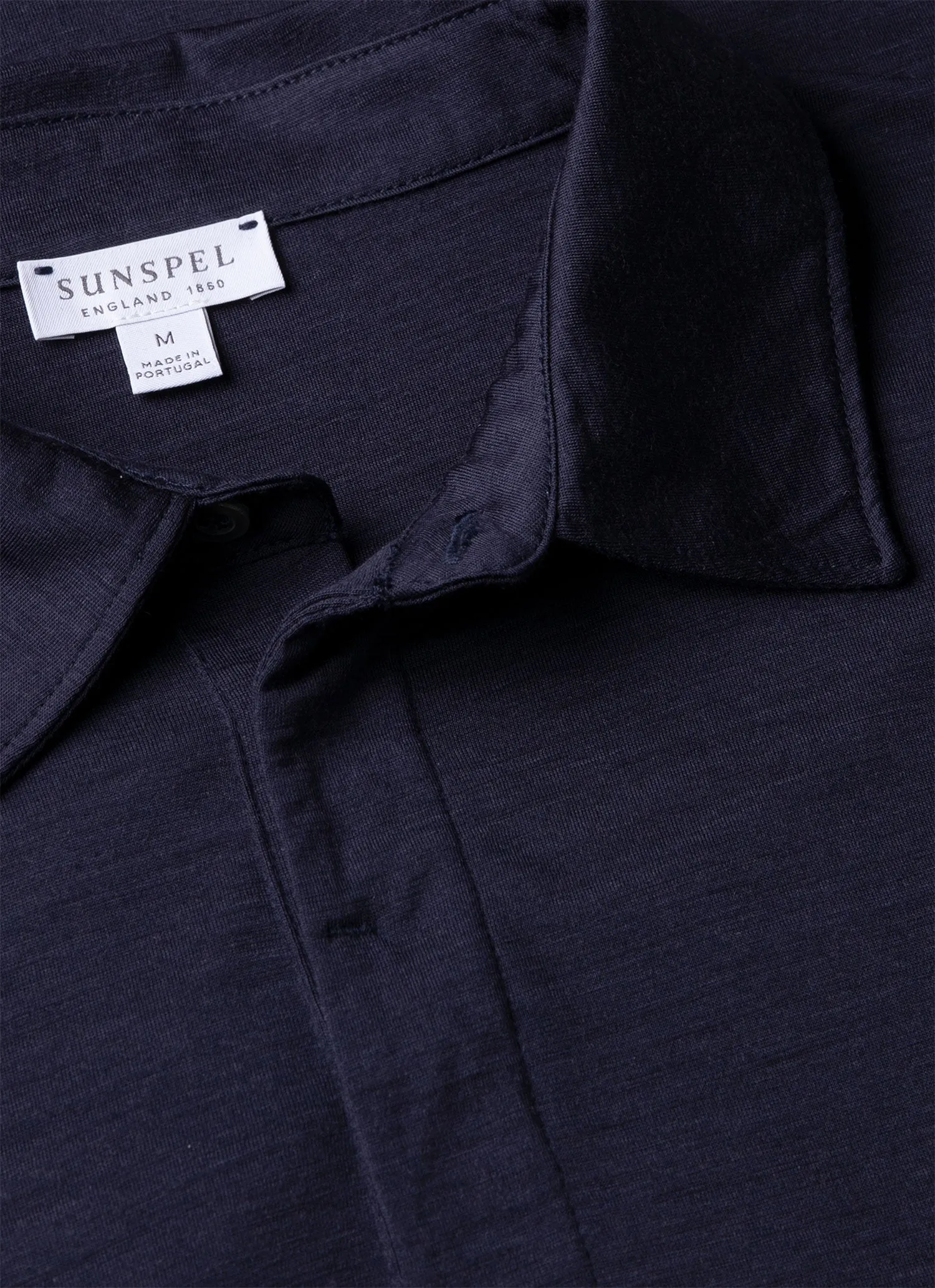 Men's Long Sleeve Ultra-Fine Merino Polo Shirt in Navy sold by Sunspel product image thumbnail 4