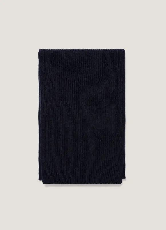 Cashmere Ribbed Scarf in Navy sold by Sunspel
