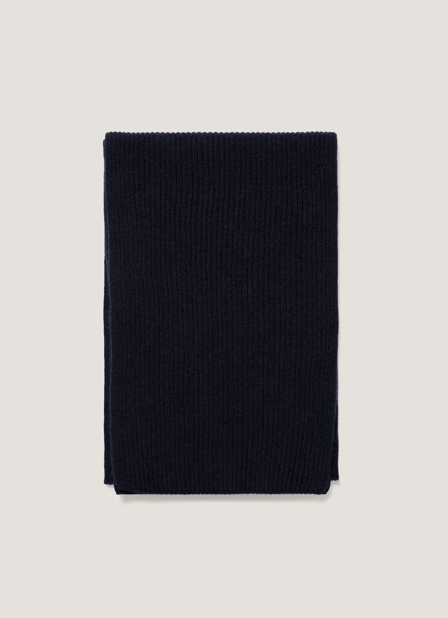 Cashmere Ribbed Scarf in Navy sold by Sunspel