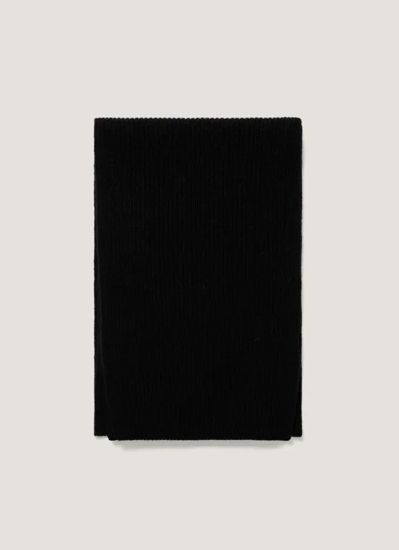 Cashmere Ribbed Scarf in Black sold by Sunspel