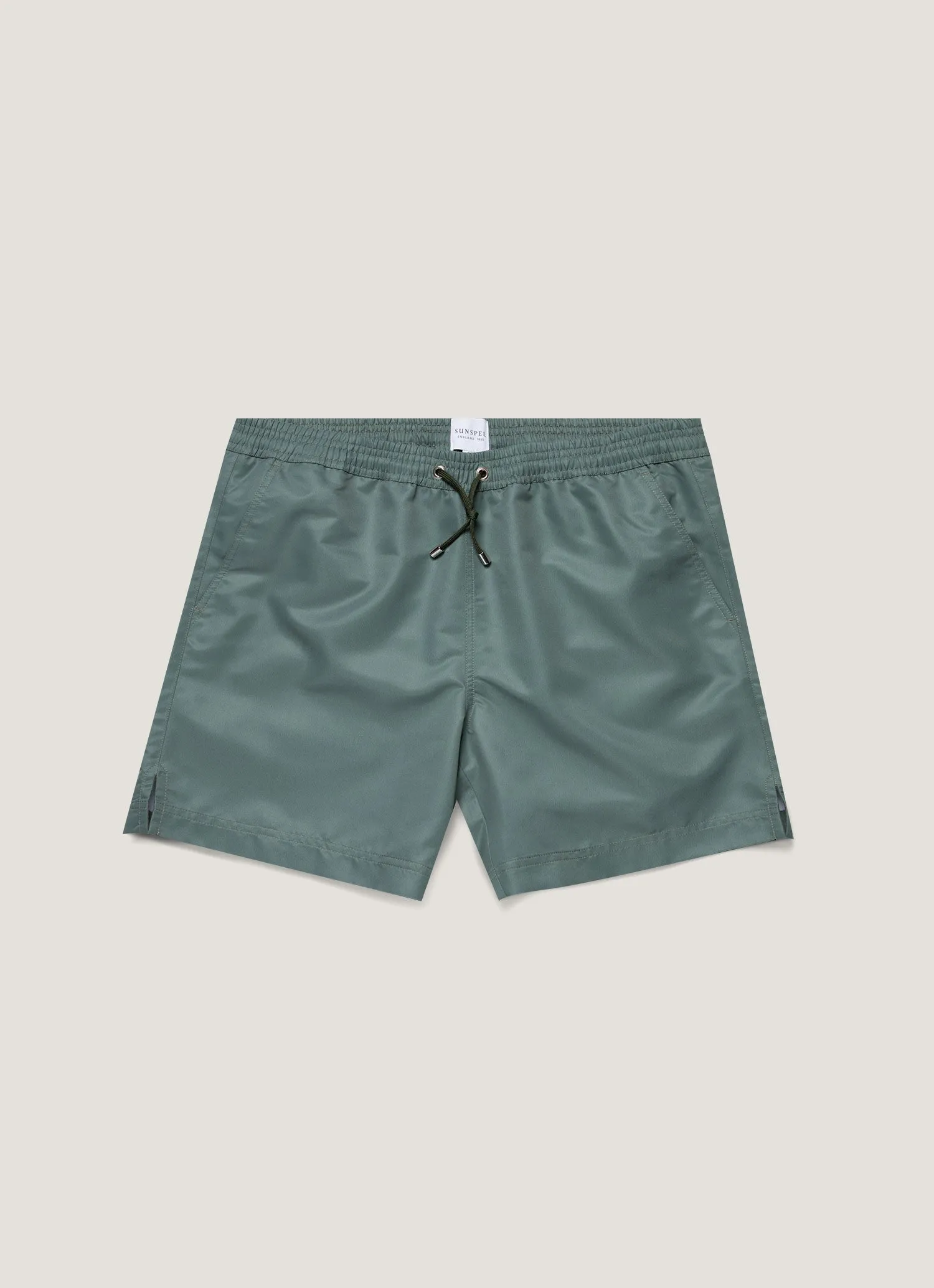 Men's Drawstring Swim Shorts in Dusk Green sold by Sunspel