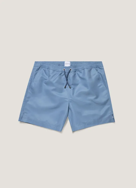 Men's Drawstring Swim Shorts in Vintage Blue sold by Sunspel