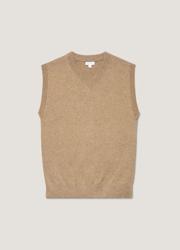 Men's Lambswool Vest in Sandstone sold by Sunspel