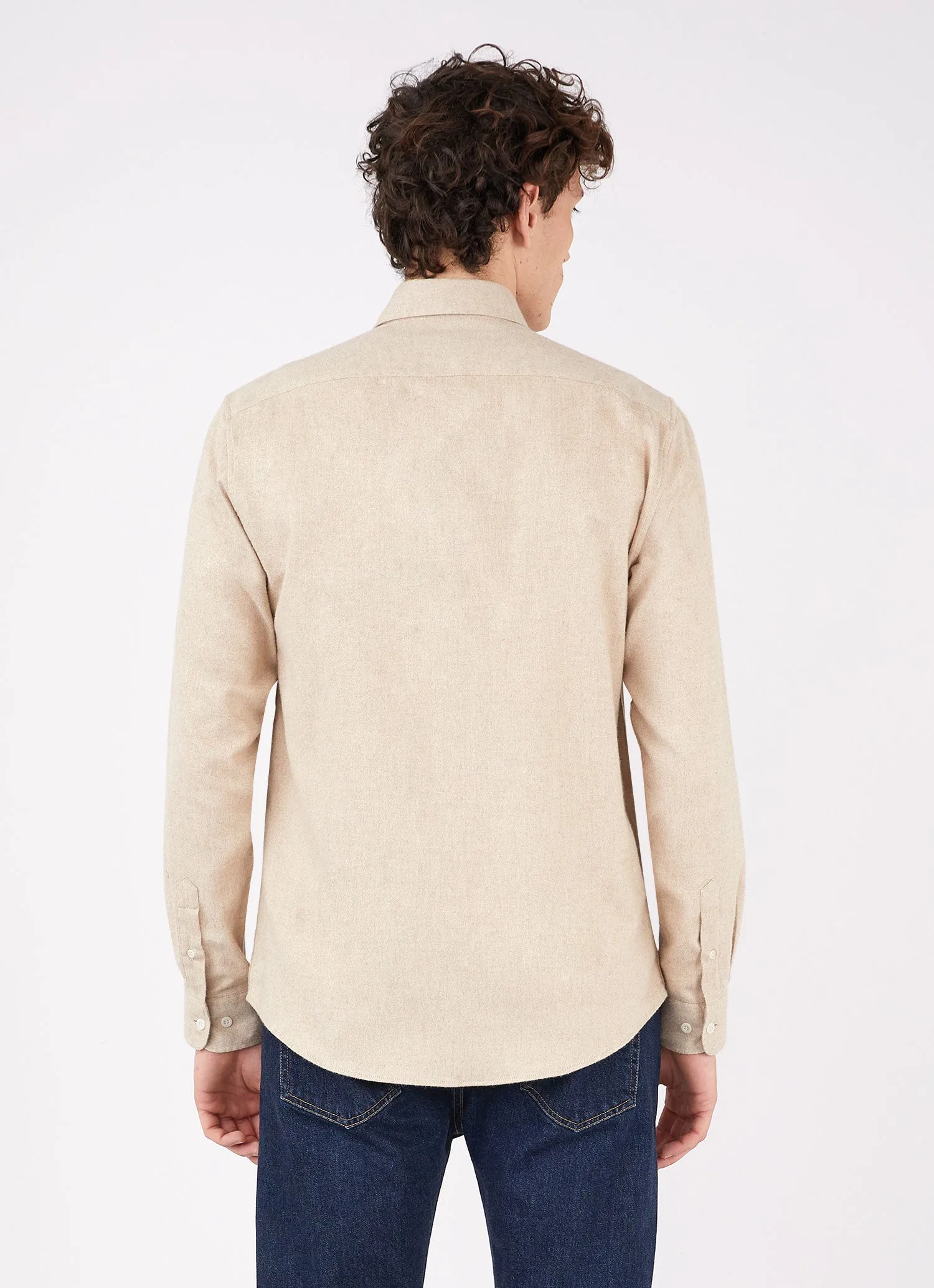 Men's Button Down Flannel Shirt in Oatmeal Melange sold by Sunspel product image thumbnail 4