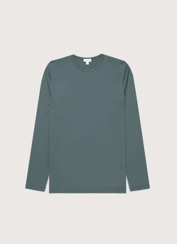 Men's Long Sleeve Classic T-shirt in Dark Petrol sold by Sunspel