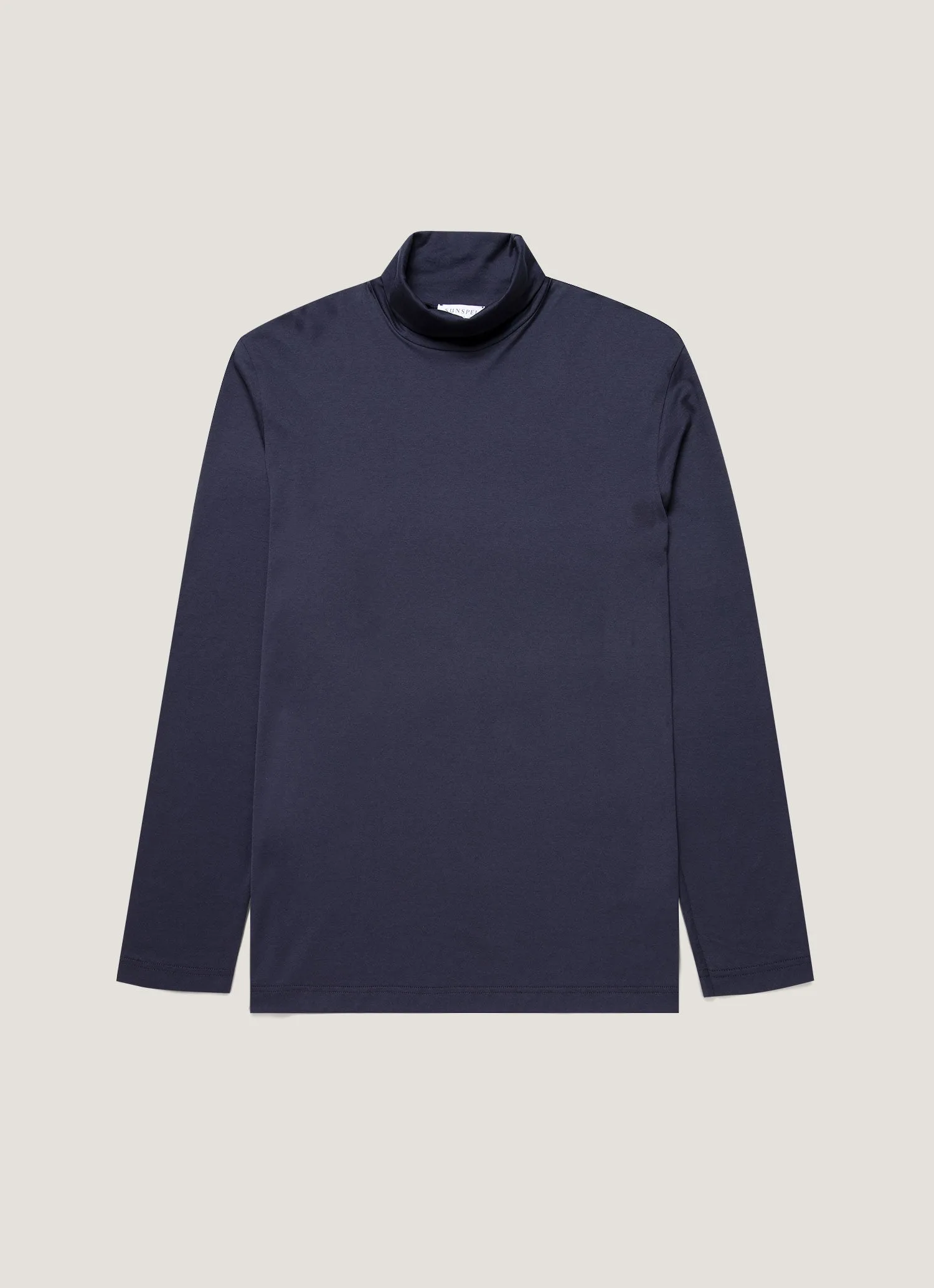 Men's Long Sleeve Roll Neck in Navy sold by Sunspel