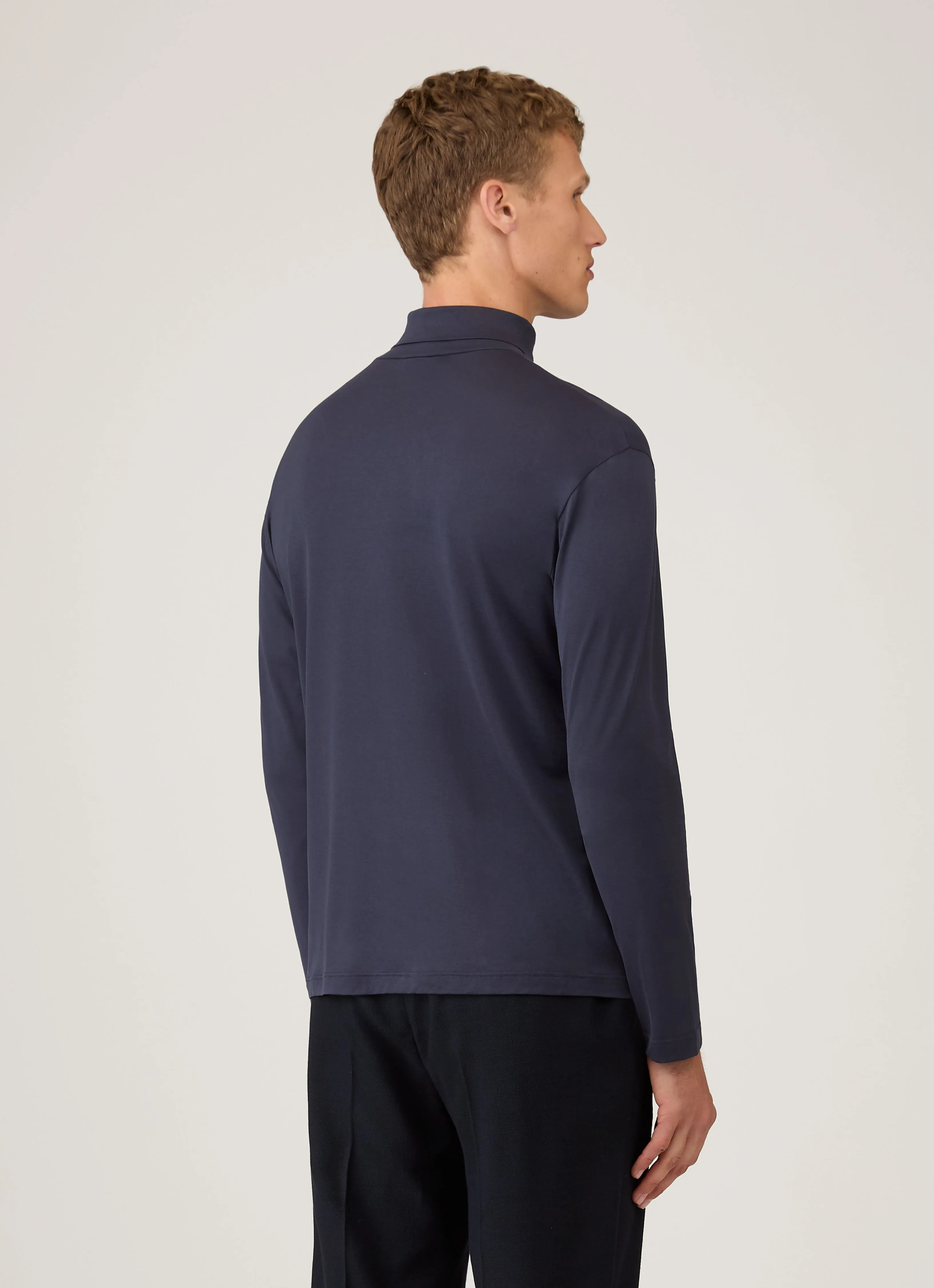 Men's Long Sleeve Roll Neck in Navy sold by Sunspel product image thumbnail 5