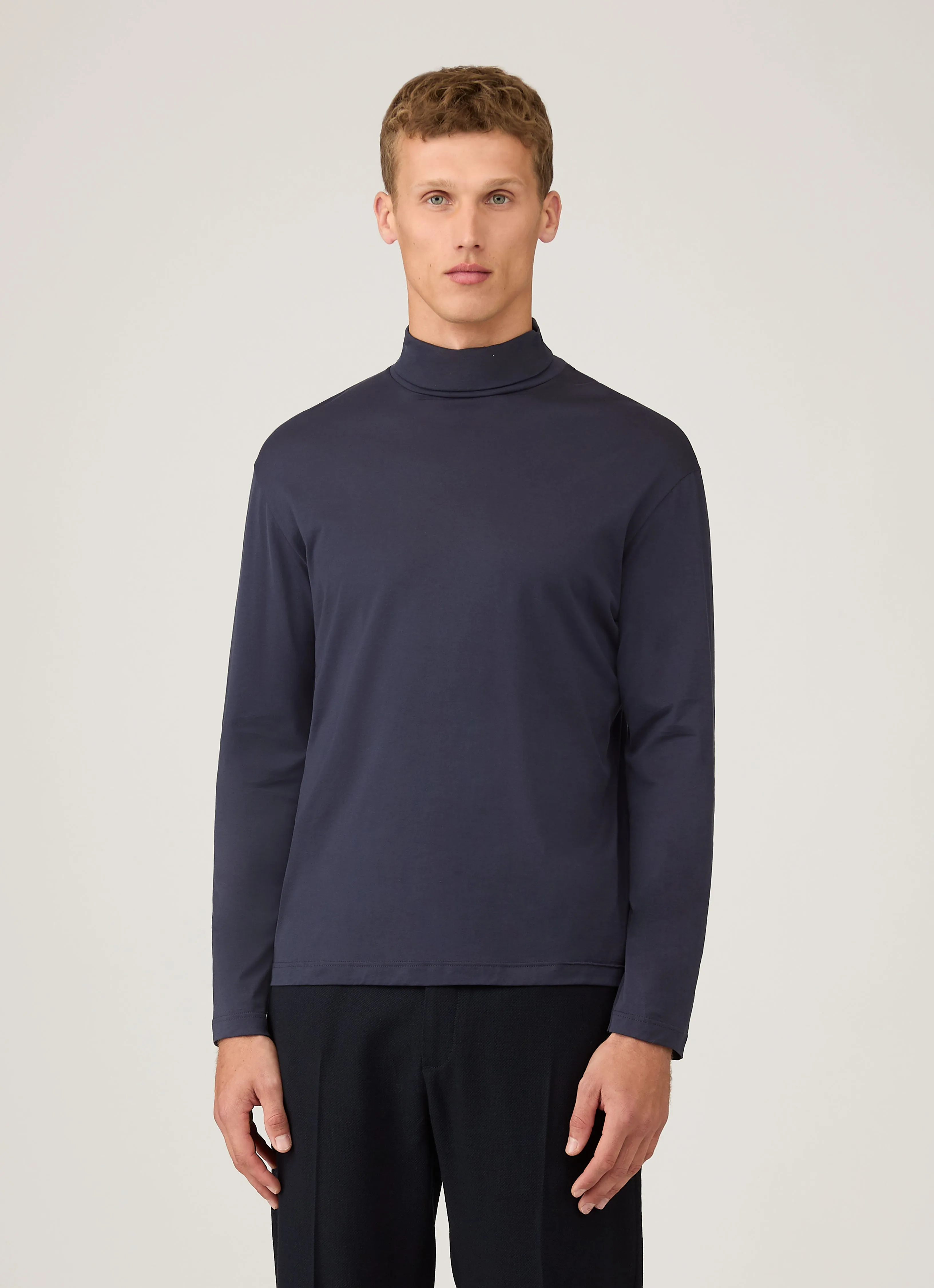 Men's Long Sleeve Roll Neck in Navy sold by Sunspel product image thumbnail 2