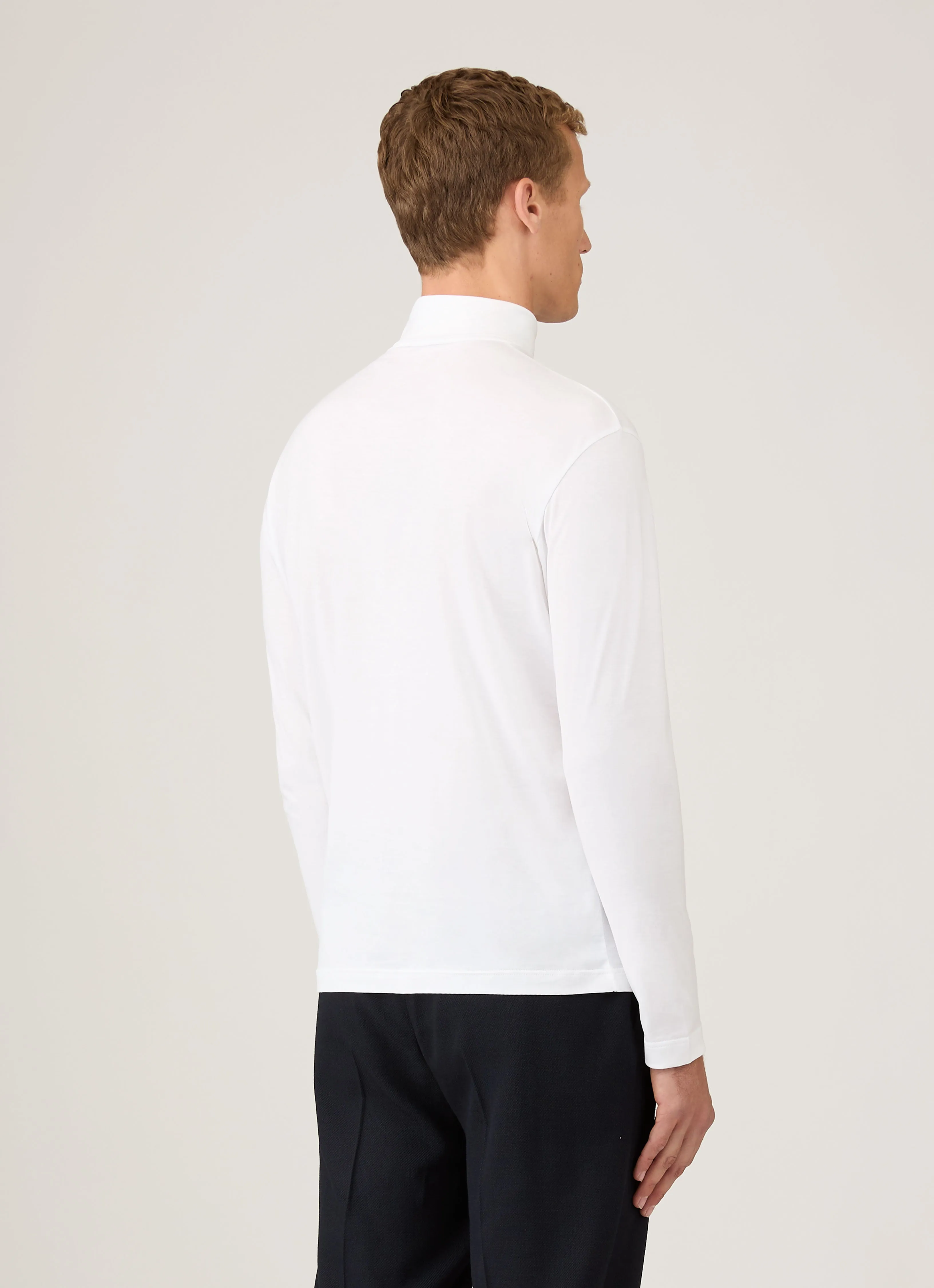 Men's Long Sleeve Roll Neck in White sold by Sunspel product image thumbnail 4