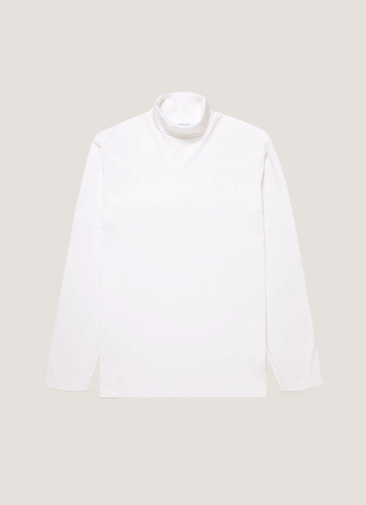 Men's Long Sleeve Roll Neck in White sold by Sunspel