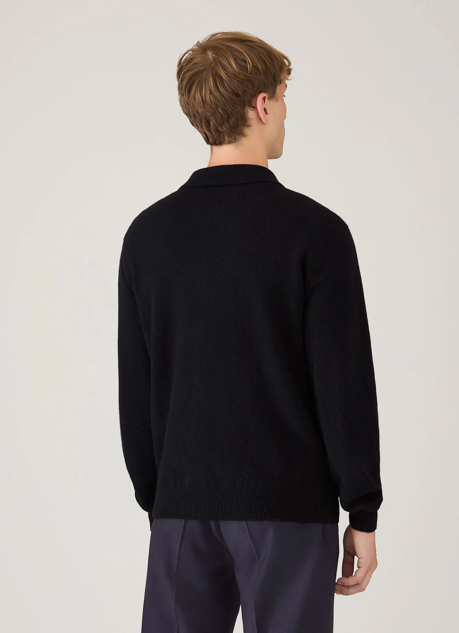 Men's Lambswool Cardigan in Dark Navy Mouline sold by Sunspel product image thumbnail 5