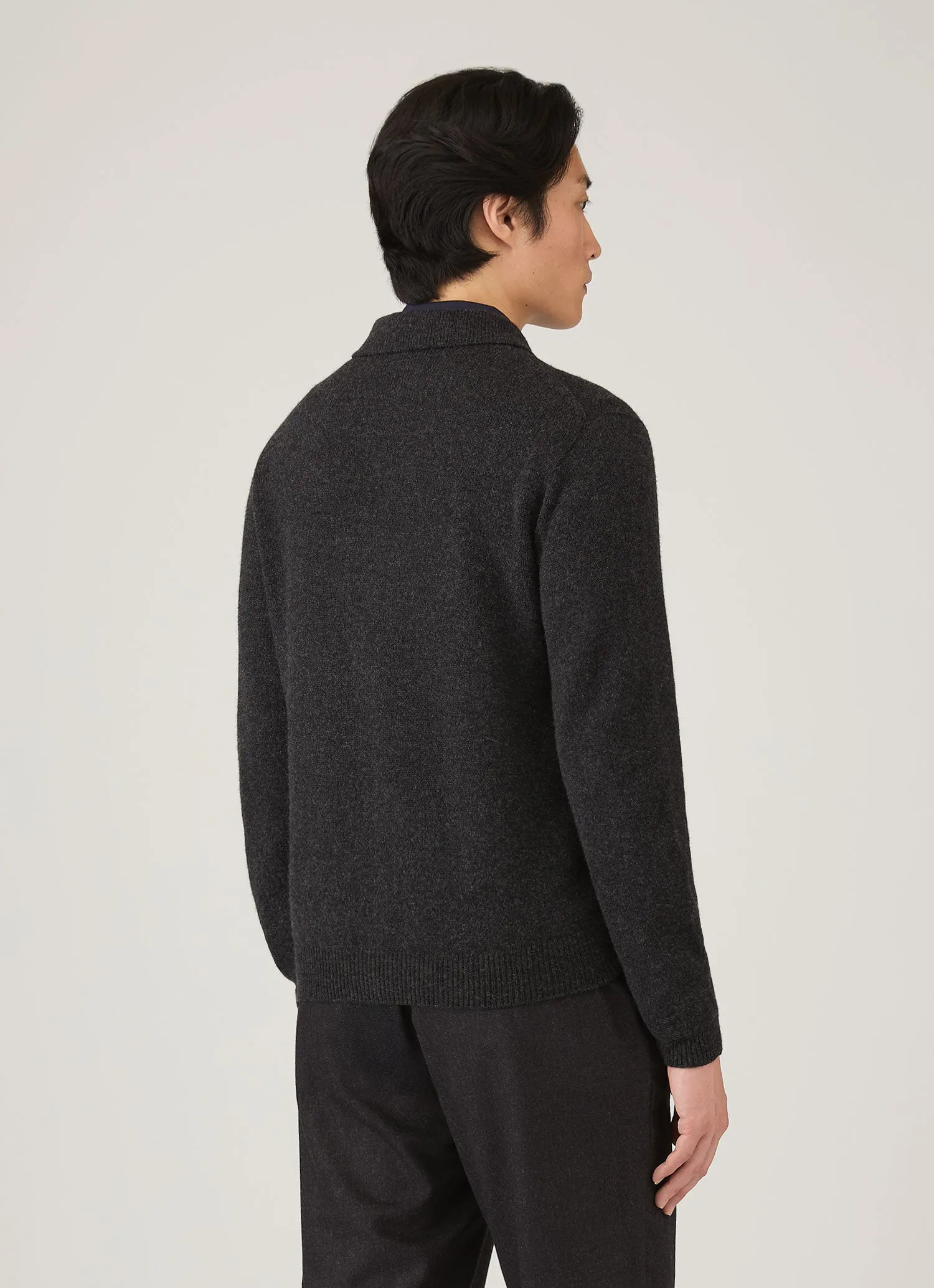 Men's Lambswool Cardigan in Charcoal Melange sold by Sunspel product image thumbnail 5