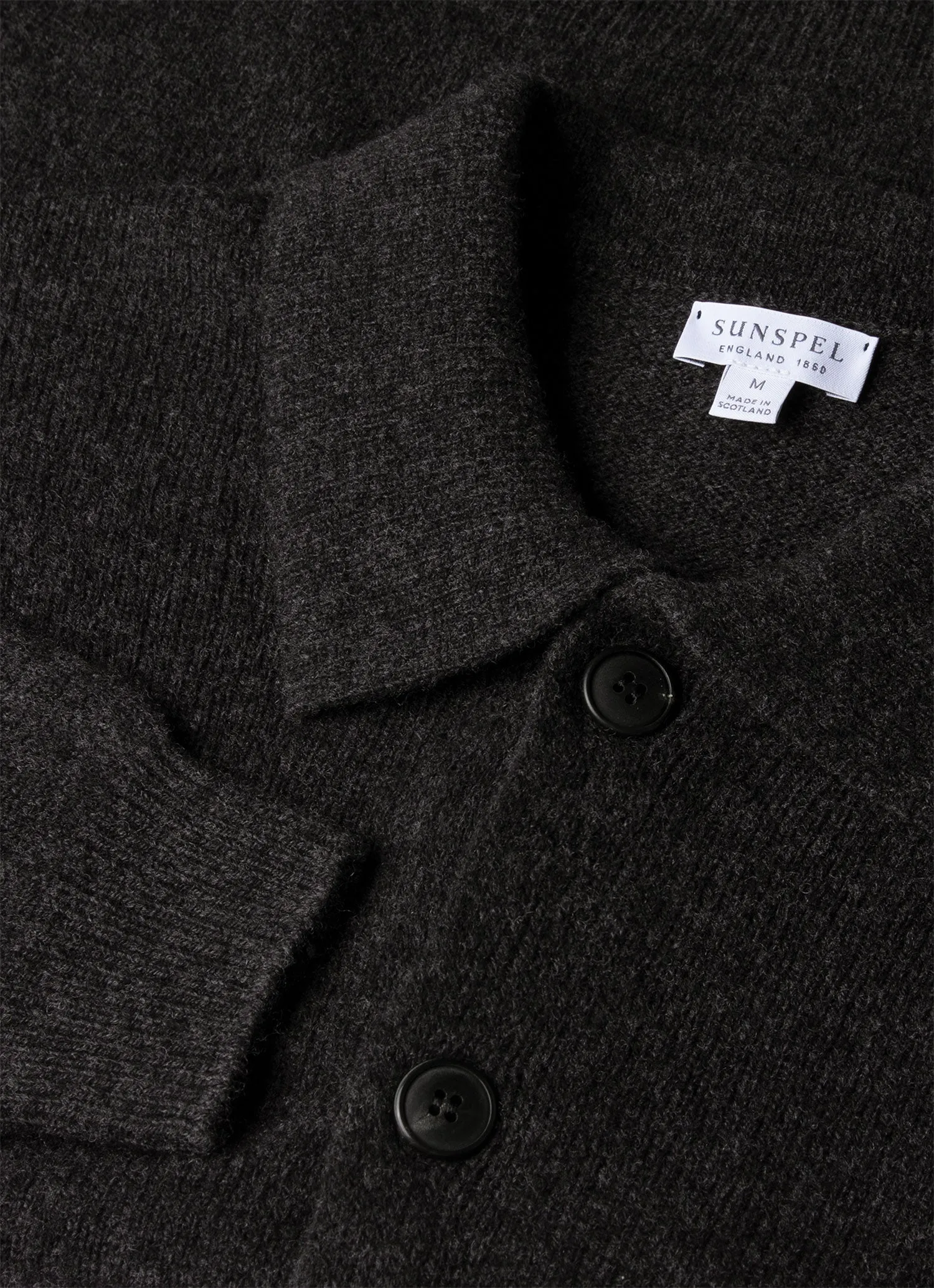 Men's Lambswool Cardigan in Charcoal Melange sold by Sunspel product image thumbnail 4
