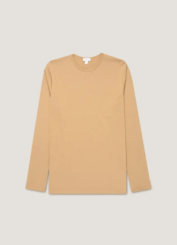 Men's Long Sleeve Classic T-shirt in Tan sold by Sunspel
