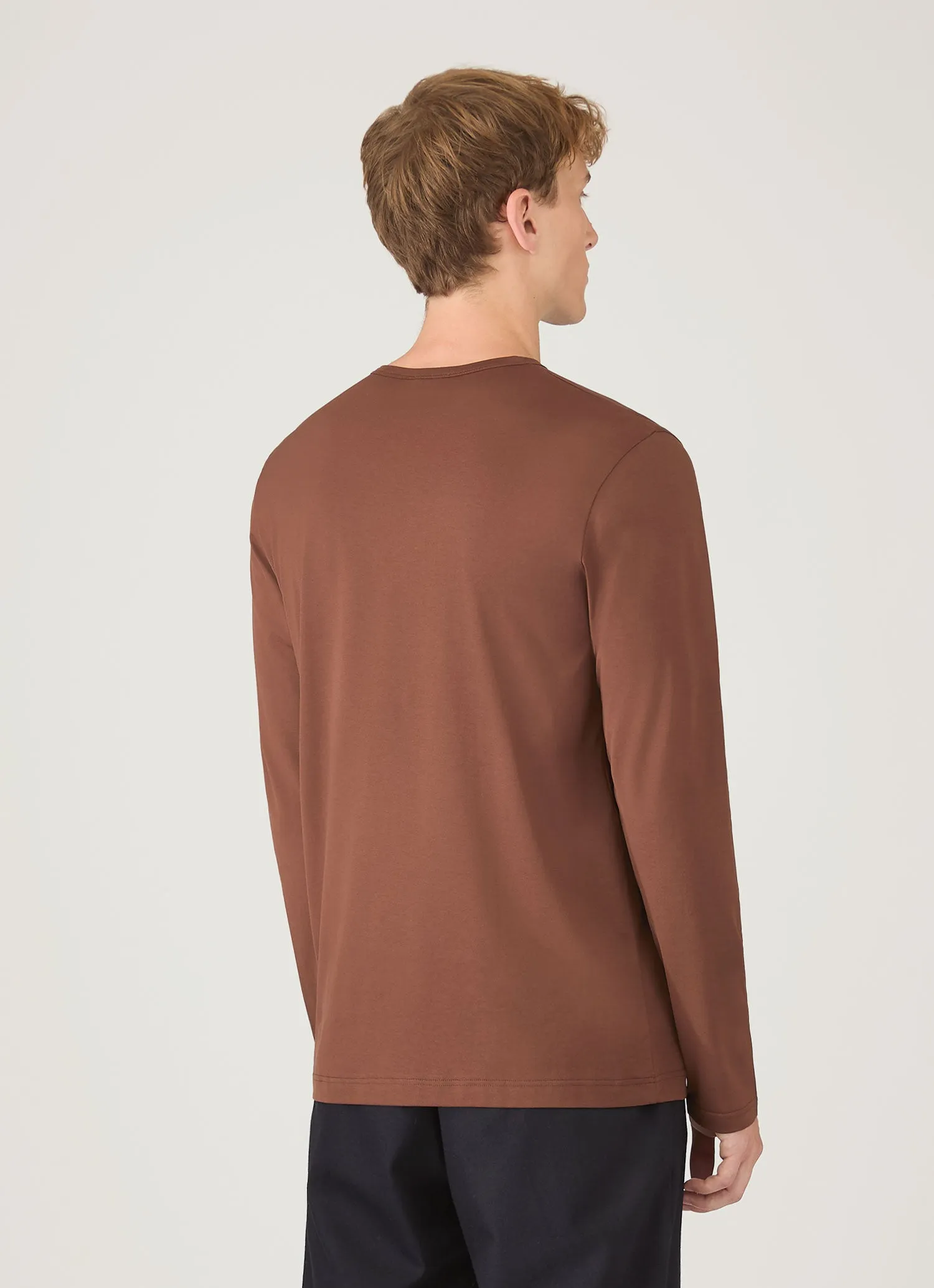 Men's Long Sleeve Classic T-shirt in Conker Brown sold by Sunspel product image thumbnail 5