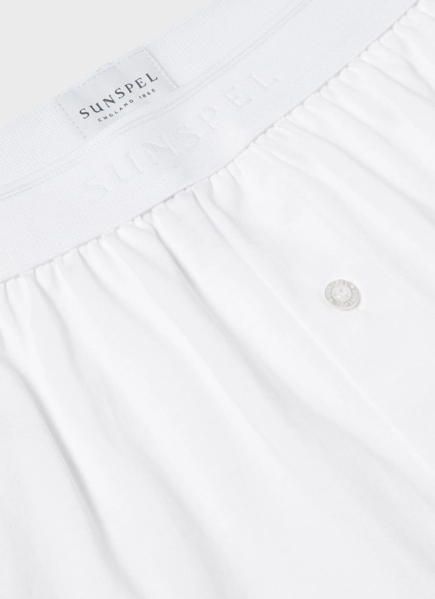 Men's Superfine Cotton One-Button Boxer Short in White sold by Sunspel product image thumbnail 4