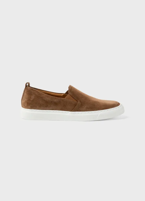 Men's Slip on Trainer in Dark Stone sold by Sunspel