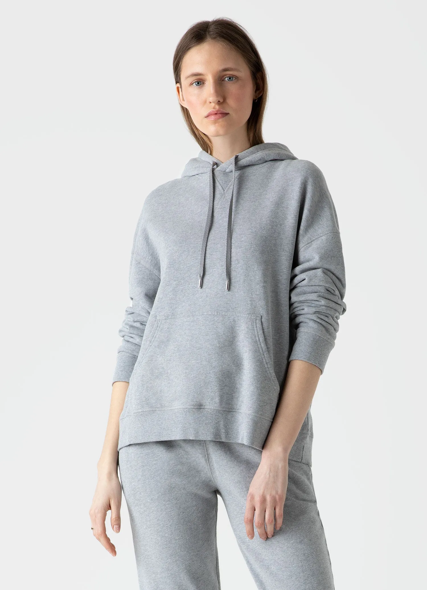 Women's Loopback Hoodie in Grey Melange sold by Sunspel product image thumbnail 3