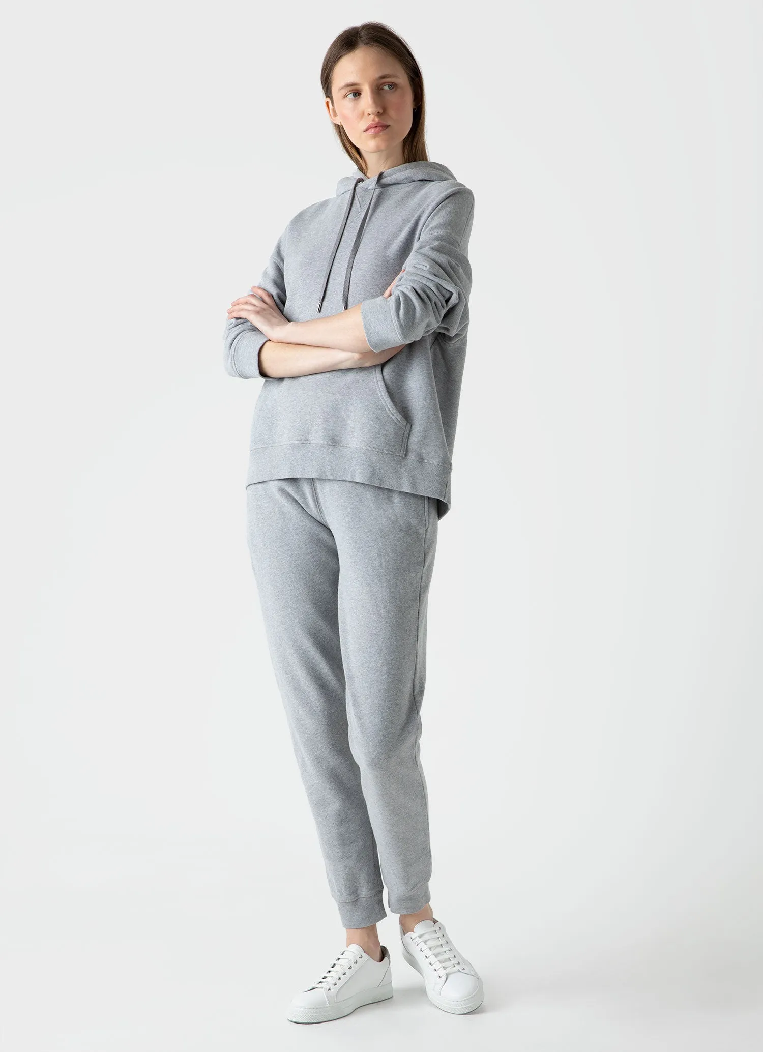Women's Loopback Hoodie in Grey Melange sold by Sunspel product image thumbnail 2