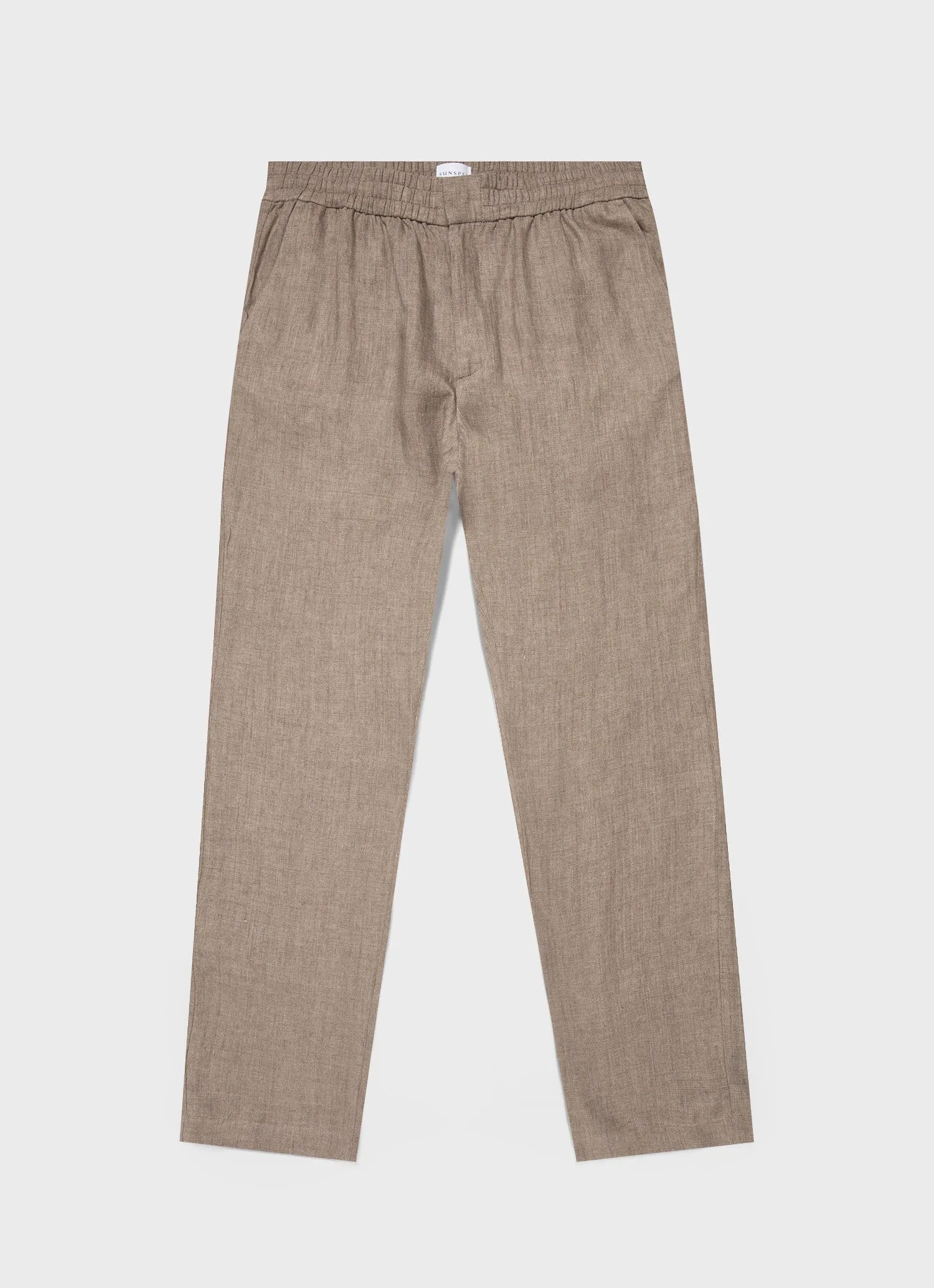 Men's Linen Drawstring Trouser in Dark Sand sold by Sunspel