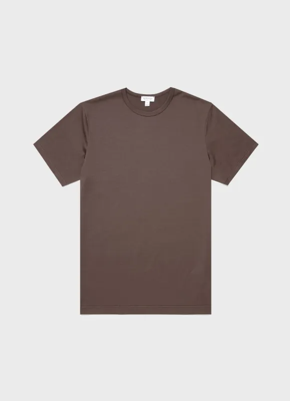 Men's Classic T-shirt in Dark Walnut sold by Sunspel