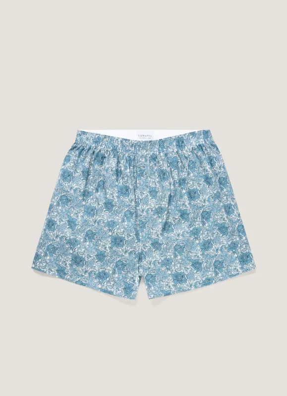 Men's Classic Boxer Short in Liberty Fabric in Stone Blue Floral sold by Sunspel