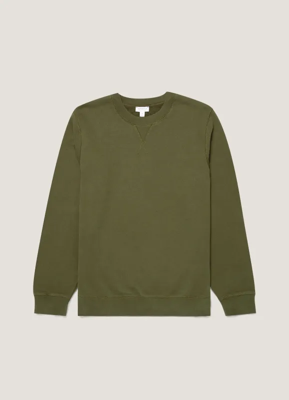Men's Loopback Sweatshirt in Deep Olive sold by Sunspel