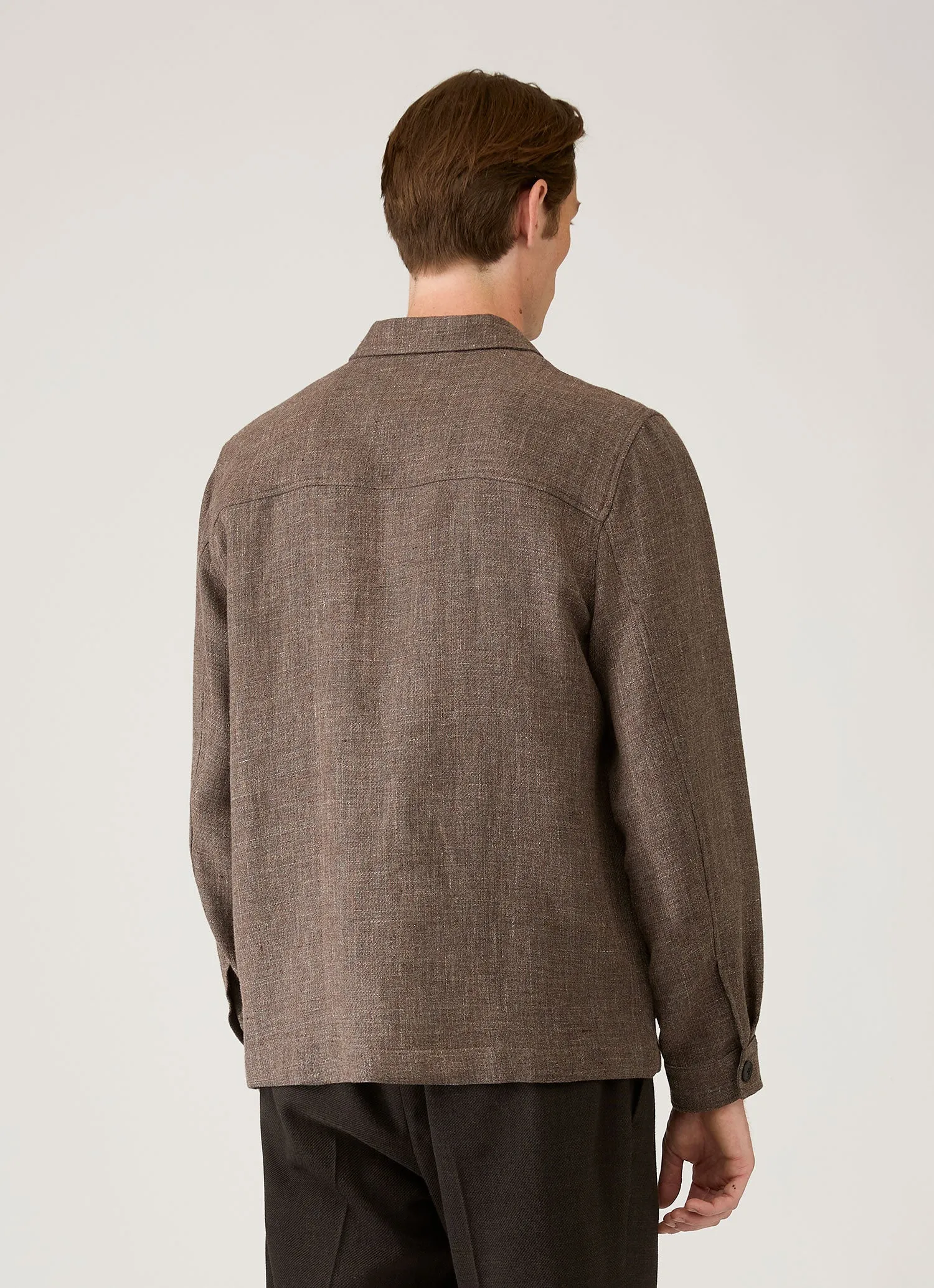 Men's Cotton Linen Twill Twin Pocket Jacket in Dark Cedar sold by Sunspel product image thumbnail 5